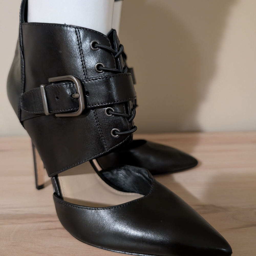 Via Spiga Black Strappy Heeled Boots - Picture 5 of 16
